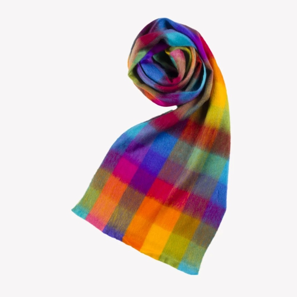 Alpaca Seamless Check Scarf Checked Rainbow